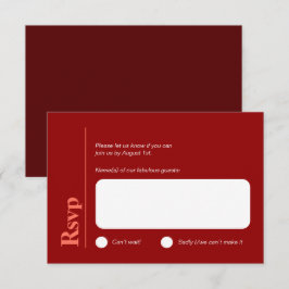 Tarjeta RSVP minimalista de color rojo y blanco