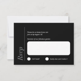 Tarjeta RSVP minimalista en blanco y negro