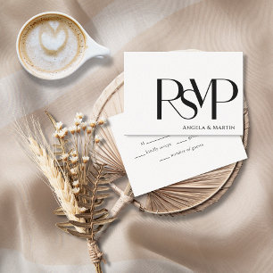 Tarjeta RSVP minimalista en blanco y negro