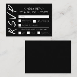 Tarjeta RSVP minimalista en blanco y negro