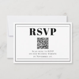 Tarjeta RSVP Minimalista en blanco y negro de códi