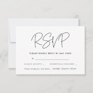 Tarjeta RSVP minimalista moderna con opción de com