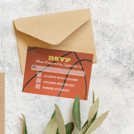Tarjeta RSVP Mitzvah de Basketball Gold Bar