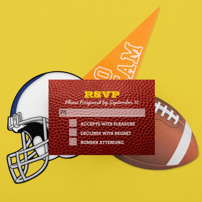 Tarjeta RSVP Mitzvah de Football Gold Bar (Subido por el creador)