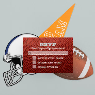 Tarjeta RSVP Mitzvah de Football Silver Bar