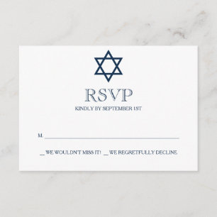 Tarjeta RSVP Mitzvah de la barra azul de la marina
