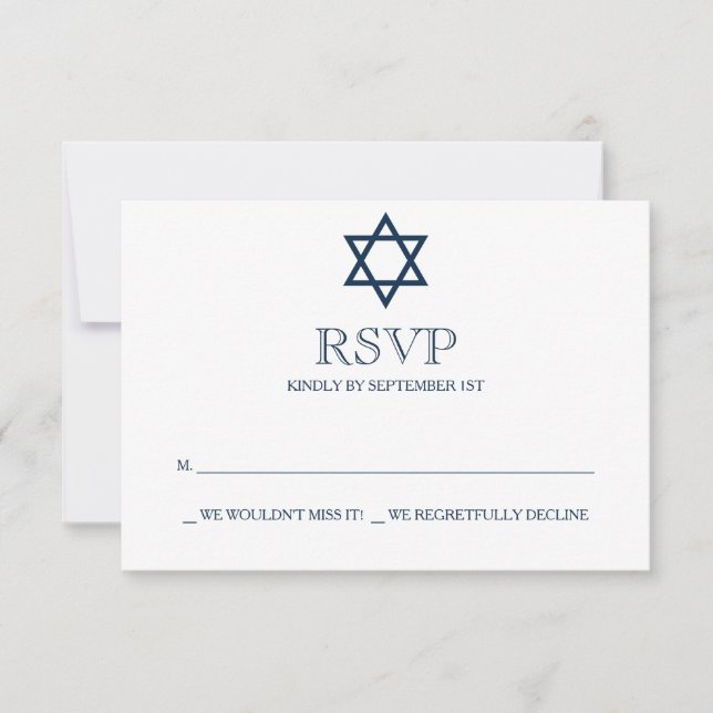Tarjeta RSVP Mitzvah de la barra azul de la marina (Anverso)