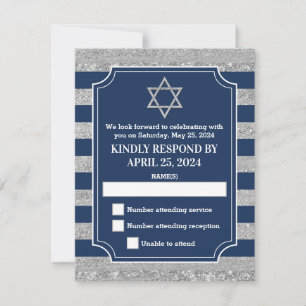 Tarjeta RSVP Mitzvah de la Marina a la Banda Gris