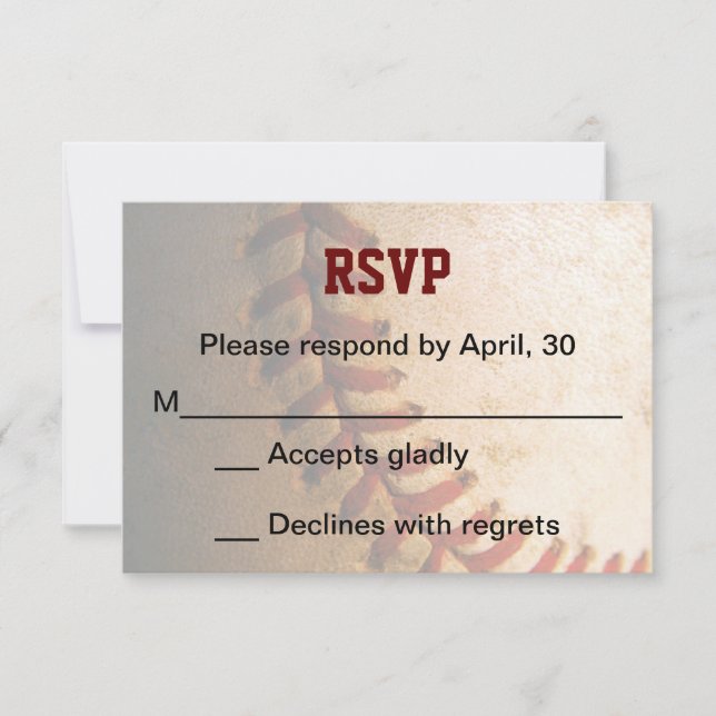 Tarjeta RSVP Mitzvah del bar de béisbol Personaliz (Anverso)