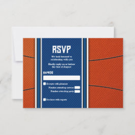 Tarjeta RSVP Mitzvah del naranja Blue Basketball B