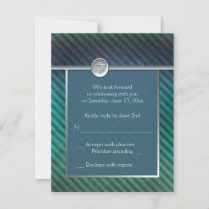 Tarjeta RSVP Mitzvah RSVP con barra de rayas azule