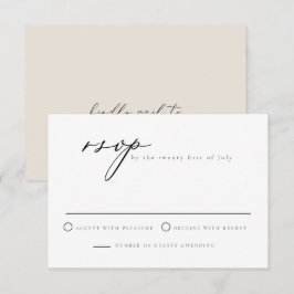 Tarjeta RSVP moderna con escritura de caligrafía e
