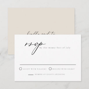Tarjeta RSVP moderna con escritura de caligrafía e