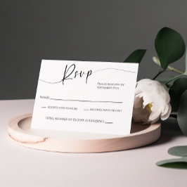 Tarjeta RSVP moderna de boda blanca y negra