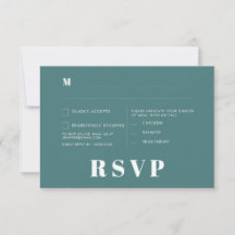 Tarjeta RSVP moderna de color blanco retro moderno