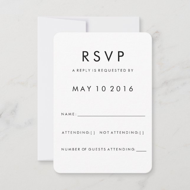Tarjeta RSVP moderna de Futura (Anverso)