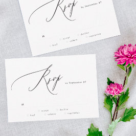 Tarjeta RSVP moderna de matrimonio simple en blanc