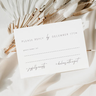 Tarjeta RSVP moderna elegante de caligrafía minima