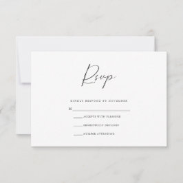 Tarjeta RSVP moderna en blanco y negro