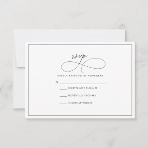 Tarjeta RSVP moderna en blanco y negro