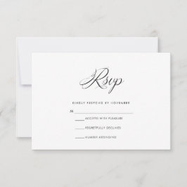 Tarjeta RSVP moderna en blanco y negro