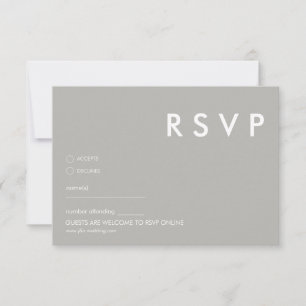 Tarjeta RSVP moderna minimalista   Boda gris