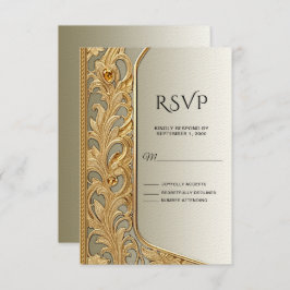Tarjeta RSVP moderna Ornate Gold