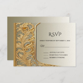 Tarjeta RSVP moderna Ornate Gold