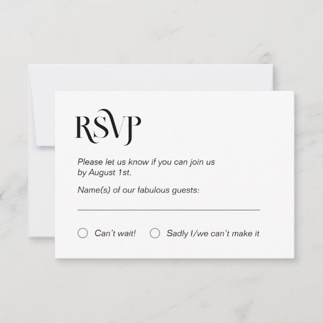 Tarjeta RSVP moderna y sencilla (Anverso)