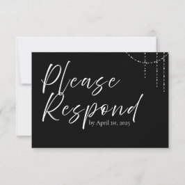 Tarjeta RSVP moderna y sencilla de boda blanca y n