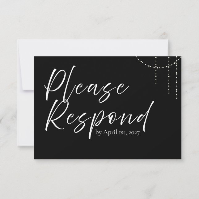 Tarjeta RSVP moderna y sencilla de boda blanca y n (Anverso)