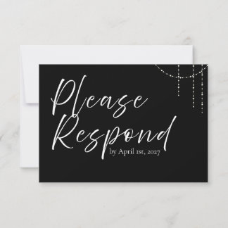 Tarjeta RSVP moderna y sencilla de boda blanca y n