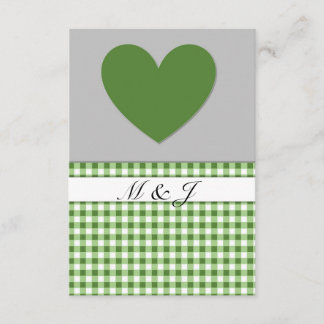 Tarjeta RSVP Monograma Green Plaid Heart Wedding