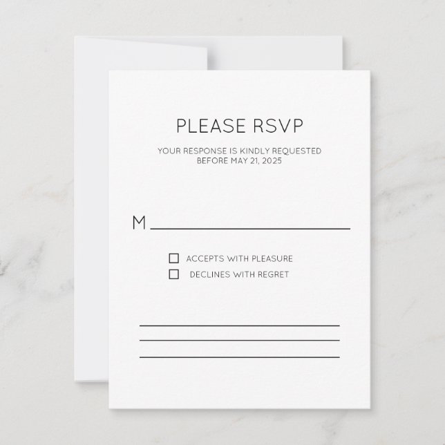 Tarjeta RSVP Monograma Moderno (Anverso)