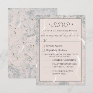 Tarjeta RSVP monogramada de guijarros y mármol gri