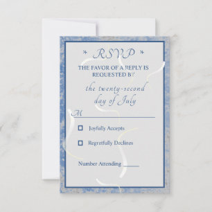 Tarjeta RSVP Monogramada de Mármol Azul y Gris