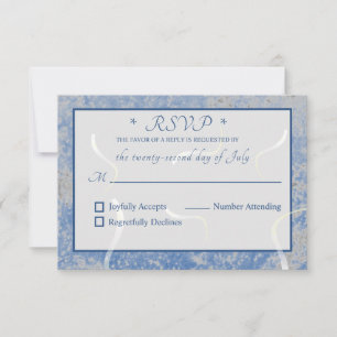 Tarjeta RSVP Monogramada de Mármol Azul y Gris