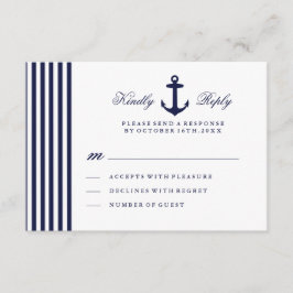 Tarjeta RSVP Náutica Azul Blanco y Naval