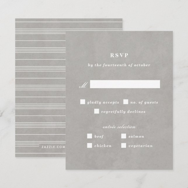Tarjeta RSVP Nautical Knot ilustrada - Gris (Anverso / Reverso)