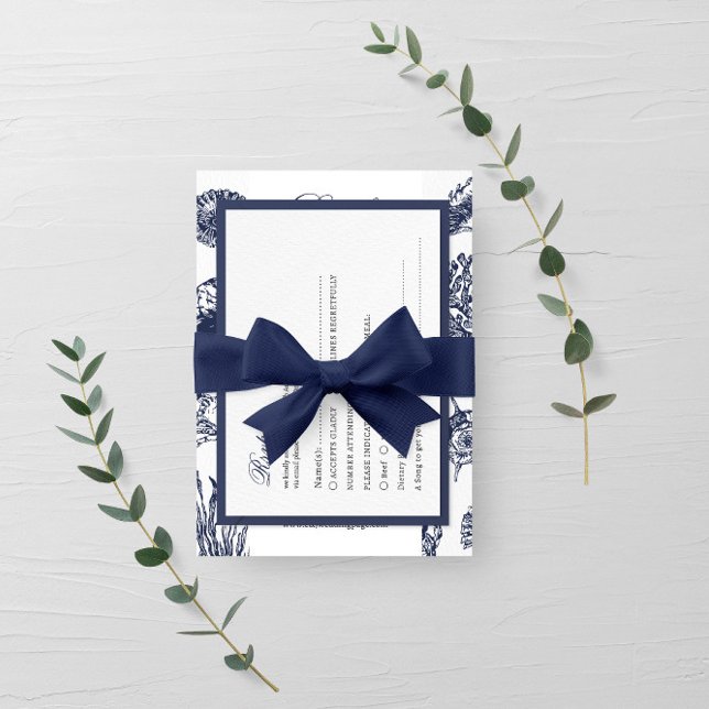 Tarjeta Rsvp Nautical Oceanic obscuro Wedding (Subido por el creador)