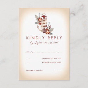 Tarjeta RSVP Nautical Seaside Wedding