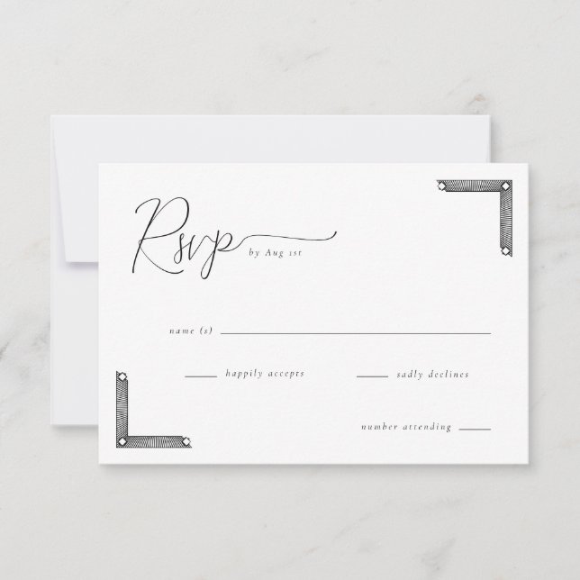 Tarjeta RSVP Negra Elegante (Anverso)