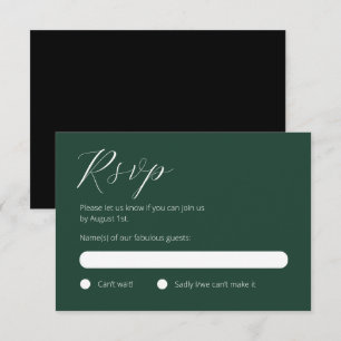 Tarjeta RSVP negrita verde y negra de bosque