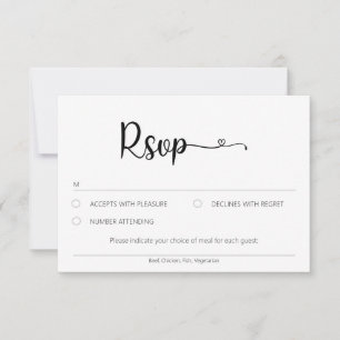 Tarjeta RSVP Neutral Simple Con Elección De Comida