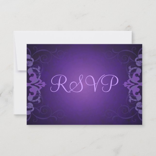 Tarjeta RSVP Noble Purple & Liliac Scroll (Anverso)