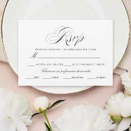 Tarjeta Rsvp Nuestra Boda Negro en Español