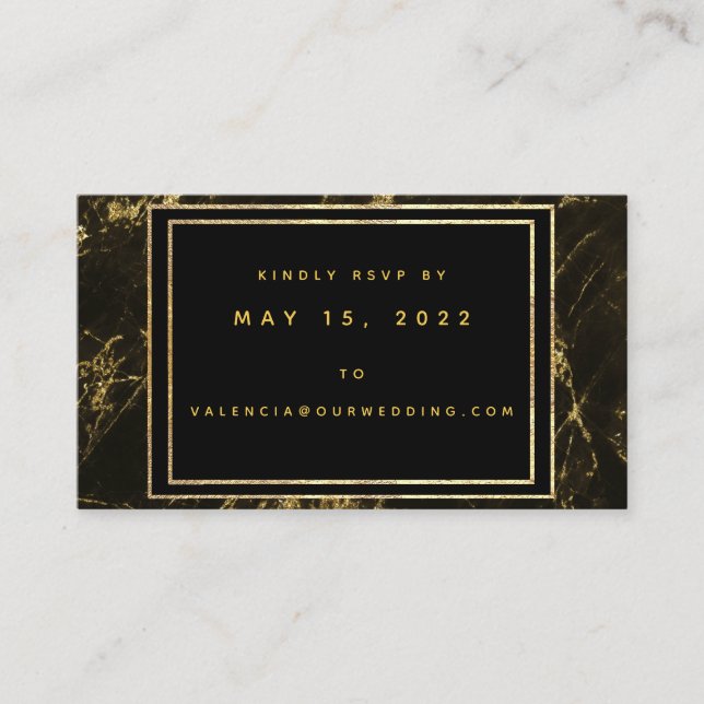 Tarjeta RSVP Online De Boda De Granito Y Oro (Anverso)