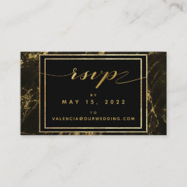 Tarjeta RSVP Online De Boda De Granito Y Oro
