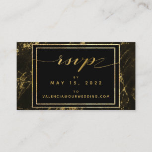 Tarjeta RSVP Online De Boda De Granito Y Oro