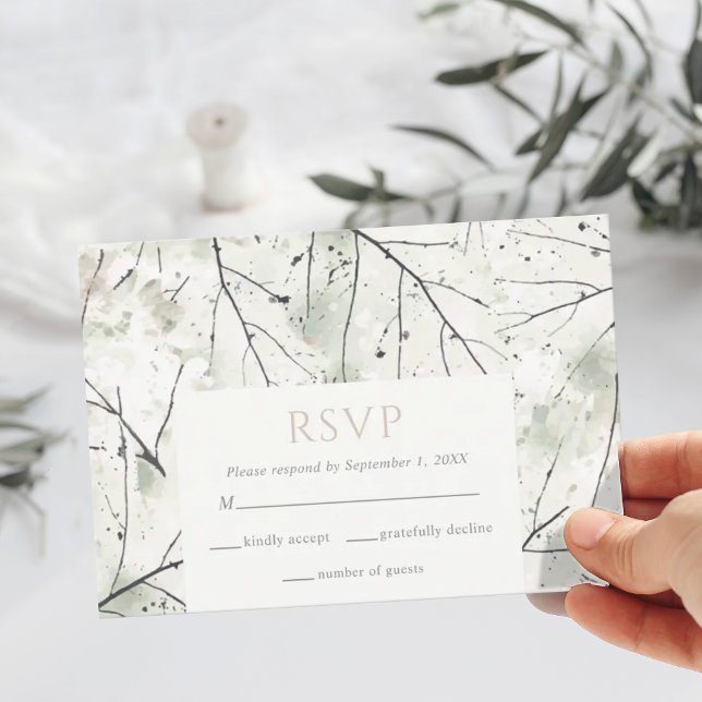 Tarjeta RSVP Orgánica Dusty Sage Khaki Floral (Subido por el creador)